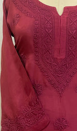 Load image into Gallery viewer, Zakiya Women&#39;s Lucknowi Handcrafted Muslin Chikankari Kurti - HONC0225702
