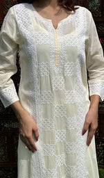 Load image into Gallery viewer, Women&#39;s Lucknowi Handcrafted Cotton Chikankari Kurti - HONC0225193
