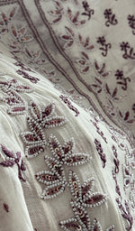 Load image into Gallery viewer, Saziya Women's Lakhnavi Handcrafted Mul Chanderi Semi - Stitched Kurta And Dupatta Set - HONC0227115