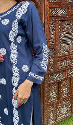 Load image into Gallery viewer, Women&#39;s Lucknowi Handcrafted Modal Cotton Chikankari Kurti - HONC0226955
