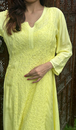 Load image into Gallery viewer, Women&#39;s Lucknowi Handcrafted Muslin Chikankari Kurti - HONC0229242
