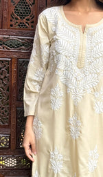 将图像加载到图库查看器中， Aarzu Women&#39;s Lucknowi Handcrafted Cotton Chikankari Kurti-HONC0138248
