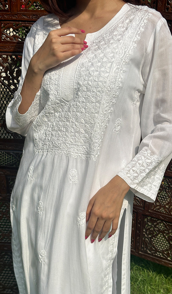 Women's Lakhnavi Handcrafted Cotton Chikankari Kurti - HONC0124571