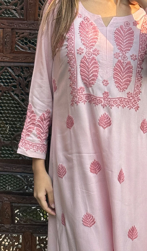 Women's Lucknowi Handcrafted Modal Cotton Chikankari Kurti - HONC0232113