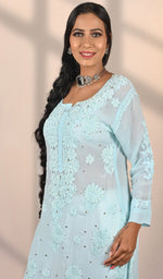 Load image into Gallery viewer, Asma Women&#39;s Lakhnavi Handcrafted Crepe Chikankari Kurti - HONC0111636
