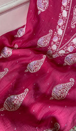 Load image into Gallery viewer, Shank Women's Lakhnavi Handcrafted Mul Chanderi Unstitched Kurta And Dupatta Set- HONC03148002