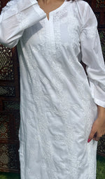 Load image into Gallery viewer, Women&#39;s Lucknowi Handcrafted Cotton Chikankari Kurti - HONC0197103
