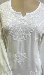 将图像加载到图库查看器中， Women&#39;s Lucknowi Handcrafted Modal Cotton Chikankari Top - HONC0172230
