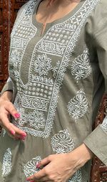 Load image into Gallery viewer, Women&#39;s Lucknowi Handcrafted Cotton Chikankari Kurti - HONC0234321
