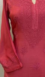 Load image into Gallery viewer, Zakiya Women&#39;s Lucknowi Handcrafted Muslin Chikankari Kurti - HONC0225665
