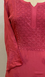 Load image into Gallery viewer, Women&#39;s Lucknowi Handcrafted Muslin Chikankari Kurti - HONC0225656
