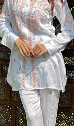 Load image into Gallery viewer, Women&#39;s Lakhnavi Handcrafted Modal Silk Chikankari Top And Pant Set - HONC0241229
