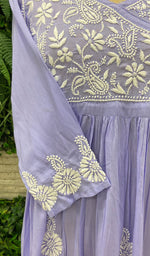 Load image into Gallery viewer, Neha Women&#39;s Lucknowi Handcrafted Modal Cotton Chikankari Angrakha Dress - HONC0102821
