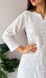Pakeezah Women's Lucknowi Handcrafted Cotton Chikankari Kurti - HONC0229645