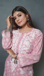 Load image into Gallery viewer, Women&#39;s Lakhnavi Handcrafted Modal Cotton Chikankari Kurta And Palazzo Set - HONC0150726
