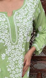 将图像加载到图库查看器中， Fariah Women&#39;s Lakhnavi Handcrafted Modal Cotton Chikankari Top - HONC0226542
