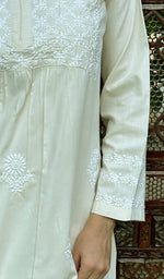 将图像加载到图库查看器中， Falak Women&#39;s Lucknowi Handcrafted Cotton Chikankari Kurti - HONC0220622
