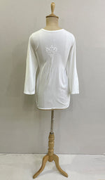 将图像加载到图库查看器中， Women&#39;s Lucknowi Handcrafted Modal Cotton Chikankari Top - HONC0172230
