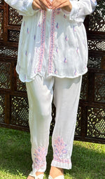 Load image into Gallery viewer, Women&#39;s Lakhnavi Handcrafted Modal Silk Chikankari Top And Pant Set - HONC0241213
