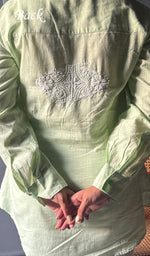 Load image into Gallery viewer, Vaani Women&#39;s Lucknowi Handcrafted Slub Cotton Chikankari Top - HONC0308312
