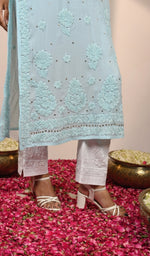 Load image into Gallery viewer, Asma Women&#39;s Lakhnavi Handcrafted Crepe Chikankari Kurti - HONC0111636
