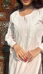 Load image into Gallery viewer, Women&#39;s Lucknowi Handcrafted Cotton Chikankari Kurti - HONC0202477
