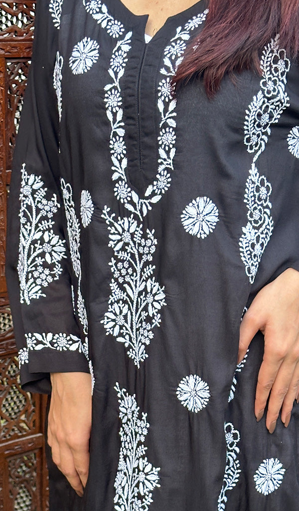 Women's Lucknowi Handcrafted Modal Cotton Chikankari Kurti - HONC0226945