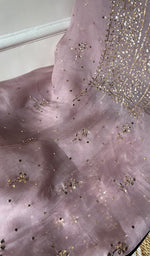 将图像加载到图库查看器中， Marifa Women&#39;s Lakhnavi Handcrafted Pure Organza Chikankari Unstitched Kurta And Dupatta Set- HONC0300624
