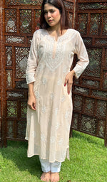 将图像加载到图库查看器中， Soniya Women&#39;s Lucknowi Handcrafted Cotton Chikankari Kurti -HONC0210116
