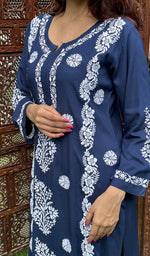 Load image into Gallery viewer, Women&#39;s Lucknowi Handcrafted Modal Cotton Chikankari Kurti - HONC0226955
