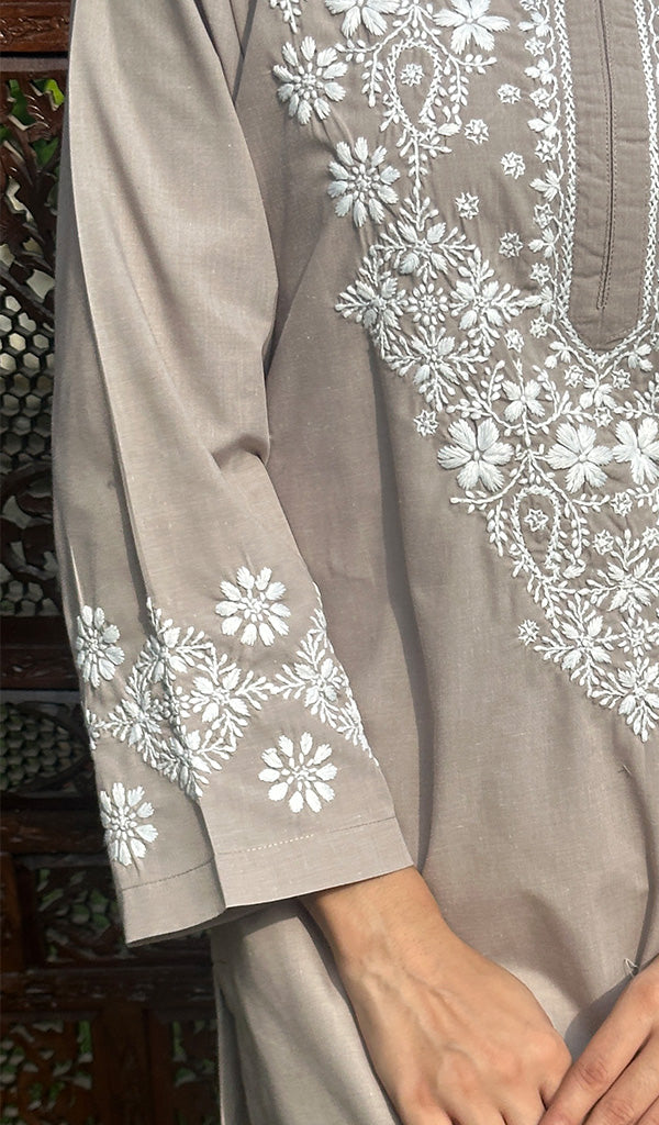 Women's Lucknowi Handcrafted Cotton Chikankari Kurti - HONC0171711