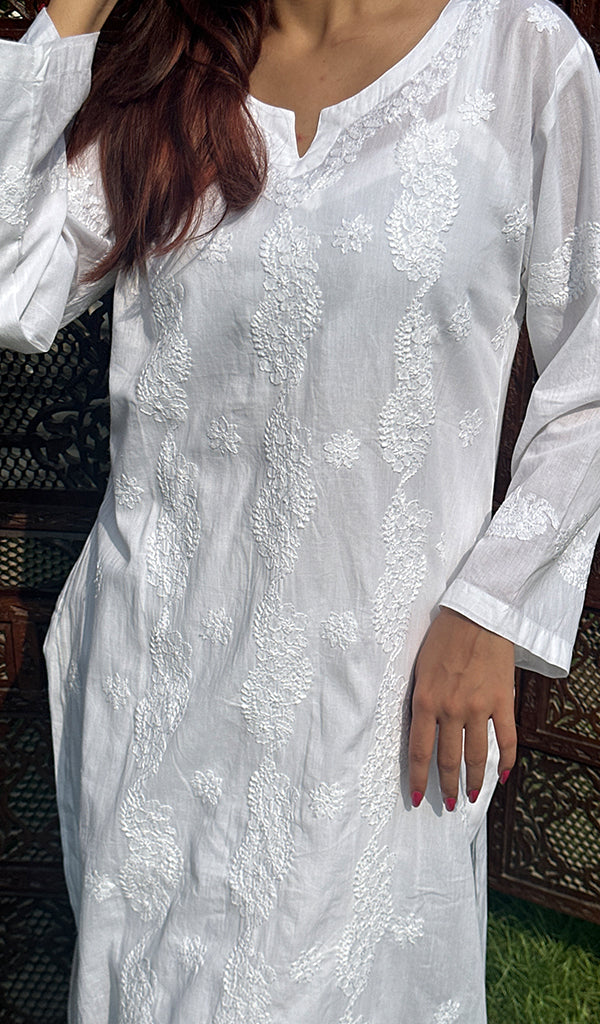 Women's Lucknowi Handcrafted Cotton Chikankari Kurti - HONC0202023