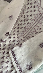 Load image into Gallery viewer, Saziya Women's Lakhnavi Handcrafted Mul Chanderi Semi - Stitched Kurta And Dupatta Set - HONC0227115