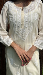 Load image into Gallery viewer, Women&#39;s Lucknowi Handcrafted Cotton Chikankari Kurti - HONC0210150
