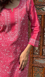 将图像加载到图库查看器中， Farheen Women&#39;s Lucknowi Handcrafted Cotton Chikankari Kurti - HONC0245086
