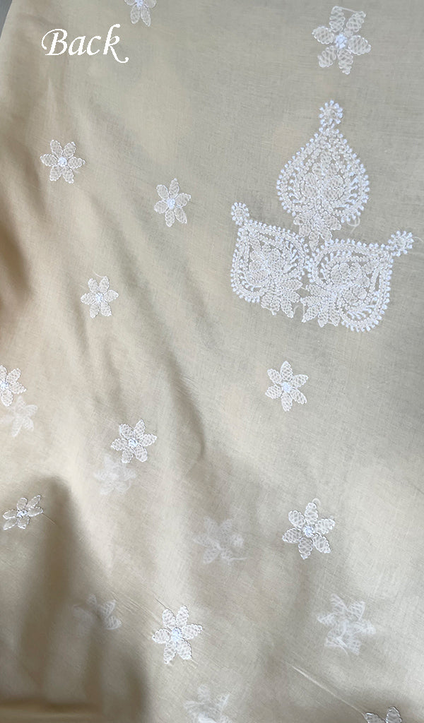 Women's Lakhnavi Handcrafted Cotton Unstitched Chikankari Full Suit Material - HONC0322457