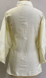 将图像加载到图库查看器中， Fiza Women&#39;s Lakhnavi Handcrafted Chanderi Silk Semi- Stitched Chikankari Top -  HONC0220191
