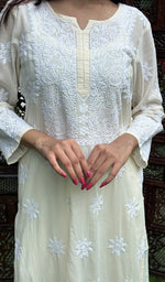 将图像加载到图库查看器中， Women&#39;s Lucknowi Handcrafted Cotton Chikankari Kurti - HONC0212094
