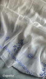 Load image into Gallery viewer, Saziya Women's Lakhnavi Handcrafted Mul Chanderi Semi - Stitched Kurta And Dupatta Set - HONC0237907