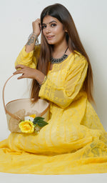 将图像加载到图库查看器中， Women&#39;s Lakhnavi Handcrafted Faux-Georgette Chikankari  Anarkali Dress - HONC040036
