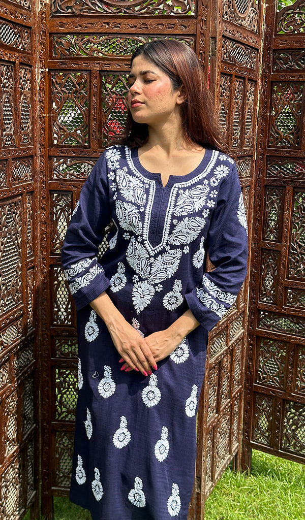 Women's Lucknowi Handcrafted Cotton Chikankari Kurti - HONC0234317