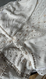 Load image into Gallery viewer, Women&#39;s Lucknowi Handcrafted Viscose Georgette Chikankari Anarkali and Dupatta Set- HONC0304388
