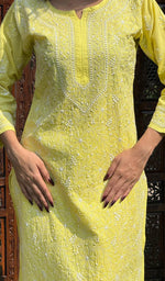 将图像加载到图库查看器中， Farheen Women&#39;s Lucknowi Handcrafted Cotton Chikankari Kurti - HONC0245092
