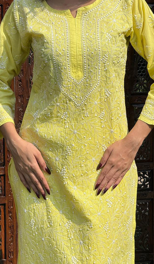 Farheen Women's Lucknowi Handcrafted Cotton Chikankari Kurti - HONC0245092