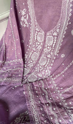 Women's Lakhnavi Handcrafted Tissue Chanderi Unstitched Kurta And Dupatta Set - HONC0299536