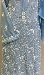 将图像加载到图库查看器中， Sabiya Women&#39;s Lakhnavi Handcrafted Chanderi Silk Chikankari Unstitched Kurti Fabric - HONC0222904
