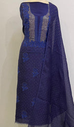 将图像加载到图库查看器中， Women&#39;s Lucknowi Handcrafted Pure Organza Silk Chikankari Kurta Dupatta Set - HONC0231305
