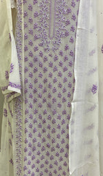 将图像加载到图库查看器中， Saziya  Women&#39;s Lakhnavi Handcrafted Mul Chanderi Semi - Stitched Kurta And Dupatta Set - HONC0222862

