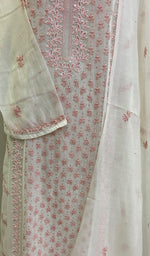 将图像加载到图库查看器中， Saziya Women&#39;s Lakhnavi Handcrafted Mul Chanderi Semi - Stitched Kurta And Dupatta Set -  HONC0224771
