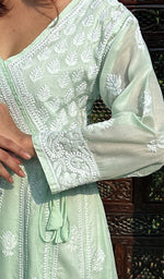 将图像加载到图库查看器中， Abisha Women&#39;s Lucknowi Handcrafted Cotton Chikankari Angrakha - HONC0232851
